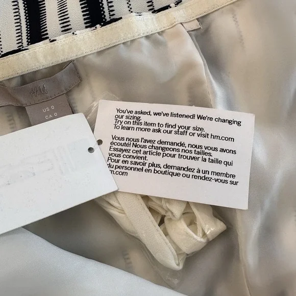 NWT H&M Chic Strapless Jumper Size 0 Wide Leg Crop Black White Striped Belted - Picture 4 of 9